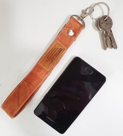 Toetie & Zo Handgemaakte Leren Sleutelhanger Cognac XL, Sleutelkoord, sleutelhouder, leder, handgemaakt