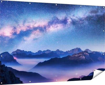 Gards Tuinposter Melkweg bij de Bergen in Itali� - 180x120 cm - Tuindoek - Tuindecoratie - Wanddecoratie buiten - Tuinschilderij