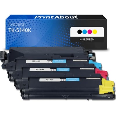 PrintAbout huismerk Toner TK-5140K 4-kleuren Multipack Geschikt voor Kyocera
