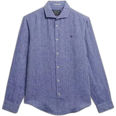 Superdry - Riviera Linnen Overhemd met Lange Mouwen - Heren - Lange mouwen shirts