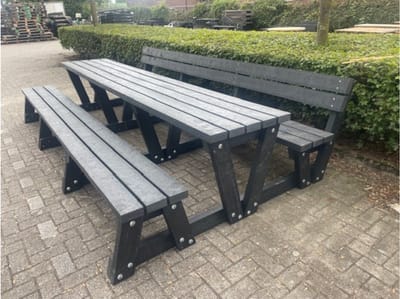 Rockwood® Picknicktafel Eik - Zwaar Kunststof - Ural Black (244kg) 3.60m
