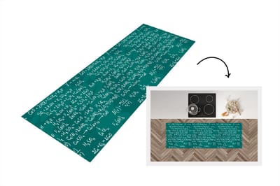 Keukenloper - Loper keuken - Scheikunde - Krijtbord - Cijfers - Patroon - 150x50 cm - Keukenloper vinyl