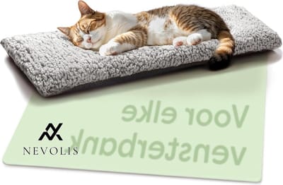 Nevolis Cat Window Bed 90 cm - Self-Heating Mat - Non-slip Soft and Cozy Hammock - Washable Cover - Grey Color .