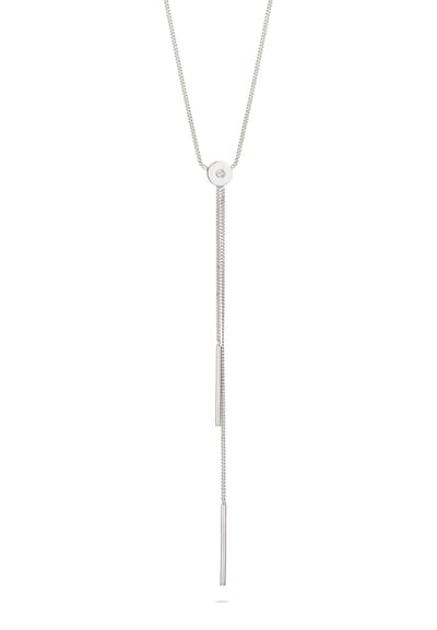 Elli - Halsketting - Ketting-Y met Steen Vrouwen Cirkel hanger Pantserketting Glazen Kristallen Xirius Geslepen Wit 925 Sterling Zilver Feest / Oud & Nieuw 45 cm - Dames