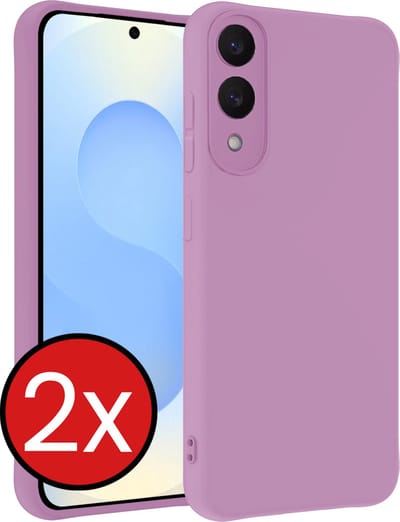 Hoesje - 2 Stuks - Geschikt voor Samsung Galaxy S25 Edge - Sterk & Shockproof - Telefoonhoes - Back Cover - Case Siliconen - Telefoon Hoes - Lila