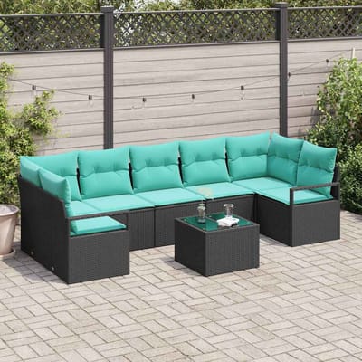 vidaXL Bankstel 8 st 7-Aantal zitplaatsen Zwart en Turquoise