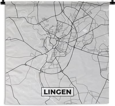 Wandkleed - Wanddoek - Plattegrond - Duitsland - Lingen - Kaart - Stadskaart - 150x150 cm - Wandtapijt