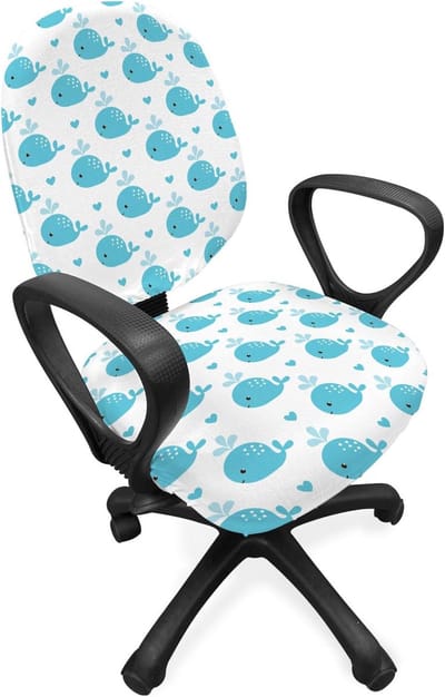 ABAKUHAUS walvisbureaustoel met overtrek, Little Fish voor babykinderen, decoratieve beschermhoes van rekstof, lichtblauw wit