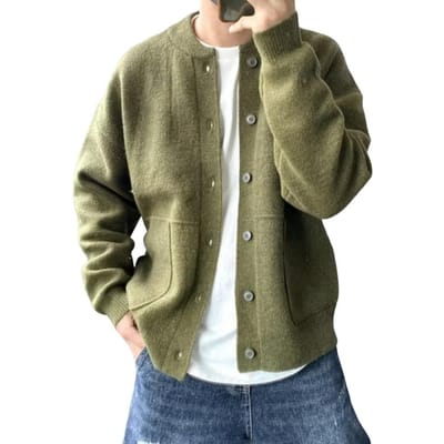 Heren Gebreide Kleding Ronde Hals Lange Mouwen Enkelrijig Effen Kleur Vest Gebreide Jas Losse Dagelijkse Kleding School Trui Jas M