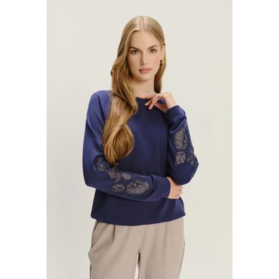Sweatshirt met decoratieve borduursels op de mouwen dames Greenpoint