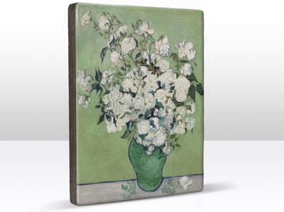 Rozen - Vincent van Gogh - 19,5 x 26 cm - Niet van echt te onderscheiden schilderijtje op hout - Mooier dan een print op canvas - Laqueprint.