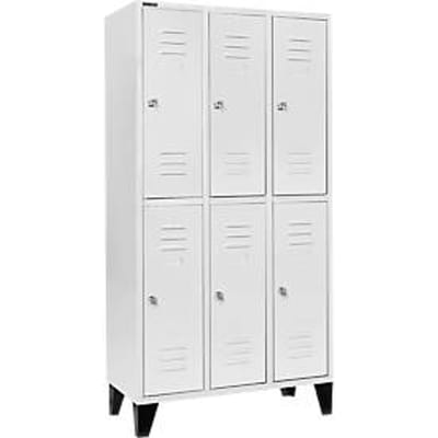 Schäfer Shop Select Kledinglocker, met 3 x 2 compartimenten, 300 mm, met poten, cilinderslot, deur lichtgrijs