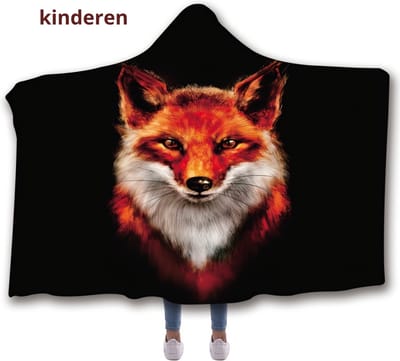 Bovista Hoodie Deken Met Mouwen - Onesie - Plaid - Fleece Blanket - Knuffeldeken - Dames - Heren - Kinderen - Vos - Kinderen