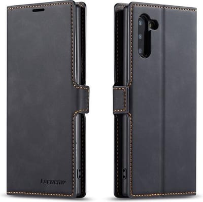 DrPhone SN2 - PU Lederen hoesje - Pasjeshouder - Cover - Geschikt voor de Samsung Galaxy Note 10 - Zwart