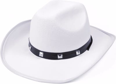Witte cowboy hoed met studs