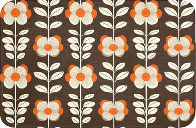 WC mat 60x40 cm - Antislip - Bloemen - Retro - Bruin - Toiletmat - Vloermat - Douchemat - Toilet tapijt - Toiletmatten
