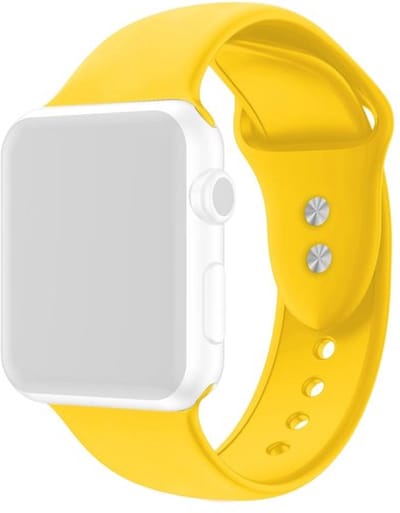 By Qubix - Geschikt voor Apple Watch bandje - Siliconen sportbandje - Geel - Dubbele druksluiting - Geschikt voor Apple Watch 44mm / 45mm / 46mm / 49mm (Ultra 1,2 en 3) - siliconen sport bandje - smartwatchbandje