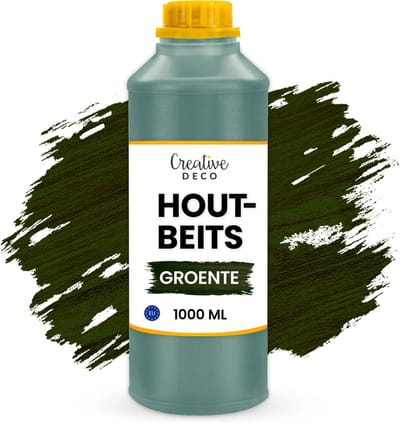 Creative Deco Houtbeits op Waterbasis | Groen Kleur | 1 Liter | Sneldrogende Vernis | Niet Giftig | voor Hout, Houten Lambrisering, Beton, Baksteen, Behang en Meer | Hoge Efficiëntie