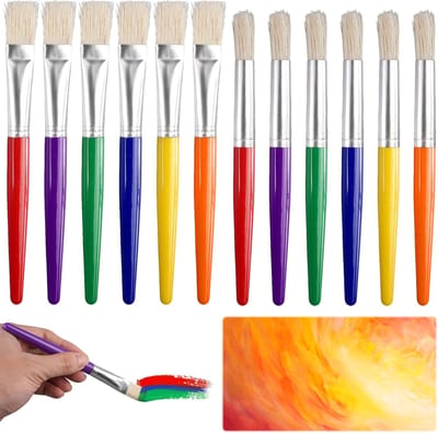 Kunstkwasten Set voor Kinderen - 12 Stuks, Geschikt voor Waterverf en Acryl, Ideaal voor Beginners en Creatieve Activiteiten