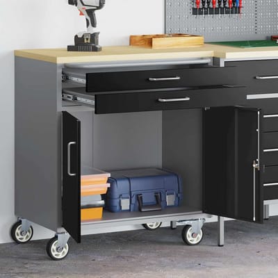 vidaXL - Trolley - Rolling - Workbench - Zwart - en - Grijs - 75 - x - 45 - x - 85 - cm