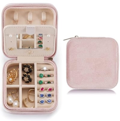 Pluche Velvet Reizen Sieraden Organizer - Mini Opbergdoos voor Ringen, Oorbellen en Kettingen