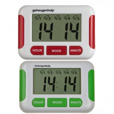 Medicijnalarm - 5 alarmen - Timer - set van 2 - Geheugenhulp