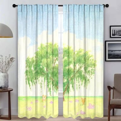 Zomerboom Tule voor Slaapkamer Keukengordijnen voor Camera Woonkamer Gordijn Halloween Decoratie Shades Huis Interieur Gordijnen W50xH70cmx2pcs-CL