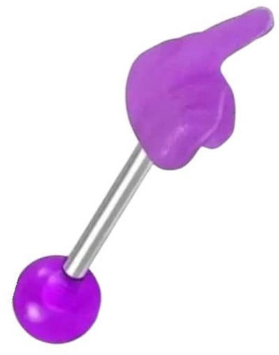 Aramat Jewels | Tongpiercings | Grappige Stalen Middelvinger Tongpiercing | Rood | |10mm | Staal | Volwassenen | Verkleurd niet