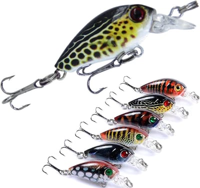 Ynkkvre - Kunstaas - Crankbait - Realistische vissenlichaamsvorm met 3D-oogontwerp en levendige kleuren - 6 Stuks - Voor Baars, Snoek & Forel in Zoet- En Zoutwater