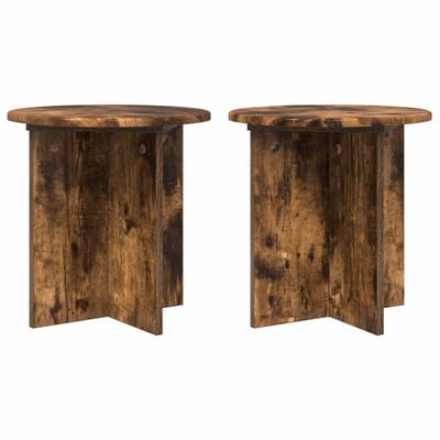 vidaXL - Plantenstand - 2 - st - Gerookt - eiken - 40 - x - 40 - x - 40 - cm - Bewerkt - hout