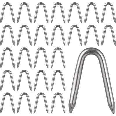 70 Stuks Bevestigingsmiddelen Patchkabels Heknagels Bevestigingsnieten U-vormig Voor Buiten Draadhekwerk Hout (Silver,2.1X1.5CM) zilver