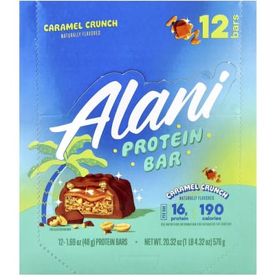Alani Nu Eiwitreep, Caramel Crunch, 12 Repen, 48g (1,69 oz) Elk