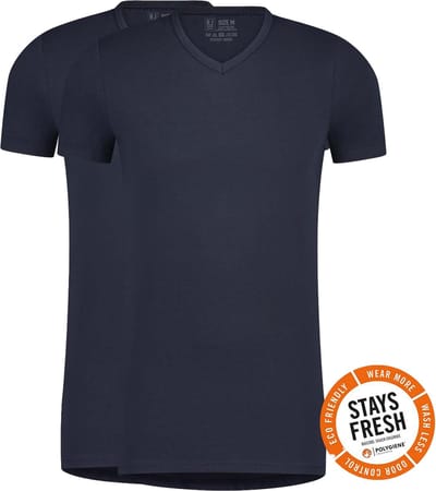 RJ Bodywear - Everyday StaysFresh - Body Fit - Heren T-Shirt V-Hals - Navy - S