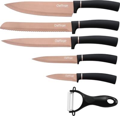 Cheffinger Messenset - 6-delig - Rose Goud / Zwart