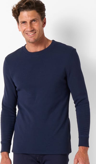 Damart - Thermolactyl T-shirt met lange mouwen, geborstelde fleece - Heren - Blauw - (102-109) L