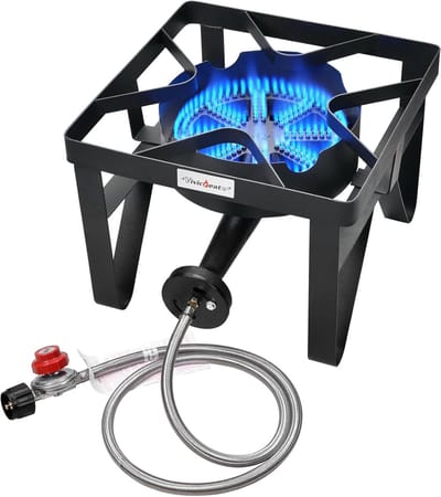Gasfornuis Buiten - Camping Brander - Outdoor Koken - Extra Krachtige Vlam - 42 x 42 x 39 cm - Zwart