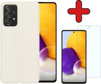 Hoesje - Met Screenprotector - Geschikt voor Samsung Galaxy A72 - Sterk & Shockproof - Telefoon Hoes - Back Cover - Siliconen Case - Telefoonhoes - Wit