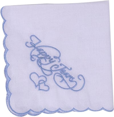 Katoenen Zakdoek - Embroidered Kerchief - Bruiloft Geluk - Zacht Absorberend - 28 x 28 cm