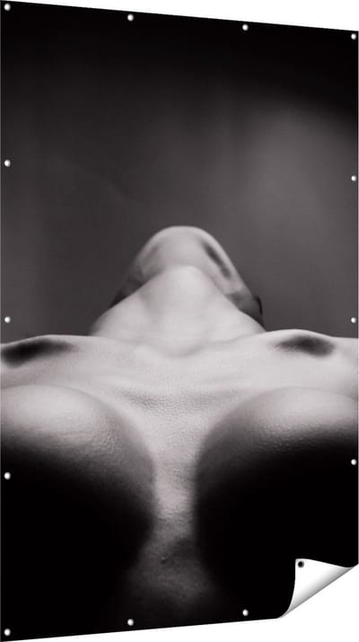Gards Tuinposter Vrouwen Borsten - Erotiek - Zwart Wit - 120x180 cm - Tuindoek - Tuindecoratie - Wanddecoratie buiten - Tuinschilderij