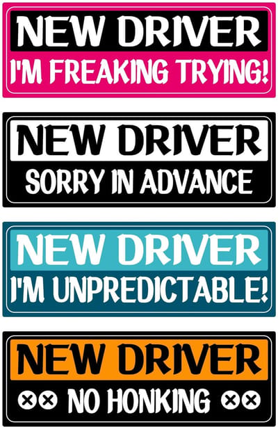 Set van 4 Magnetische Auto Stickers voor Beginners - Reflecterende Waarschuwingssignalen