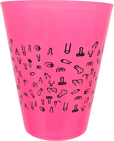 Roze Kunststof Beker 400 ml – Ondeugend & Humoristisch Penis Design – Herbruikbaar en Feestelijk 4 Stuks