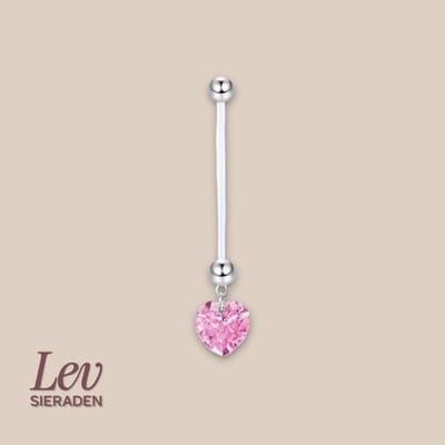 Lev Sieraden - 1.6x38mm zwangerschaps piercing - Roze hartje - UV acryl piercing - PTFE/Bioplast/Bioflex