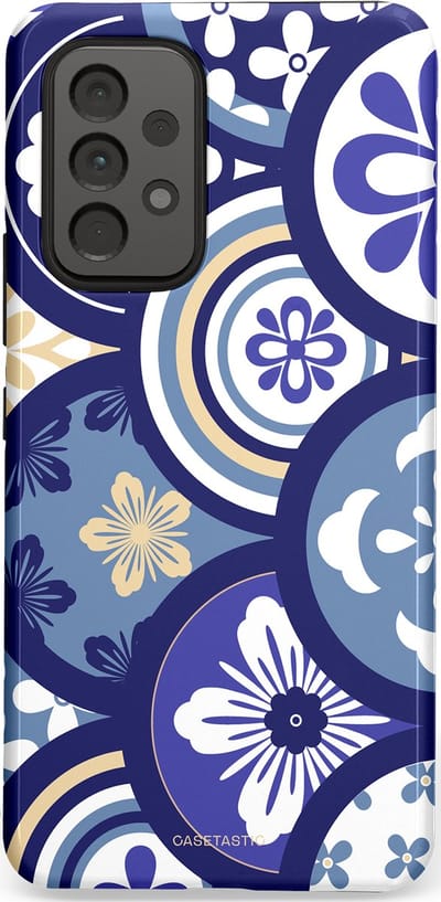 Casetastic Hoesje Geschikt voor Samsung A53 - Stijlvolle Beschermende Duo-layer Case - Blauwe bloemen Talavera Maiolica Patroon