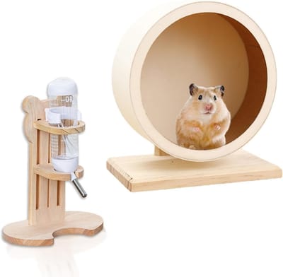 Hamsterloopwiel en Drinkfles Set - Loopwiel Knaagdier Waterfles Kleine Dier - Beweging en Hydratatie - Stille Loop met Kogellagers