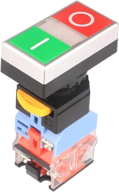 22mm 10A 220V 1NO 1 NC AAN Uit Start Stop Momentschakelaar Drukknop met Geel Licht Indicator licht Voltage LA38-11D/RG