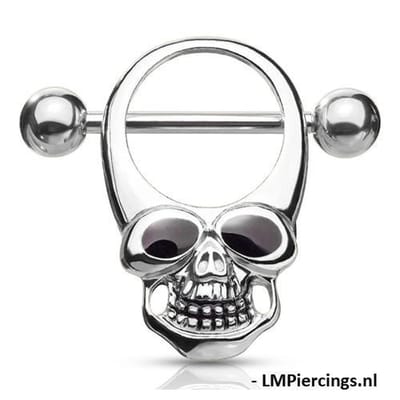 Tepelpiercing skull 1.6x11 - zilver - LMPiercings