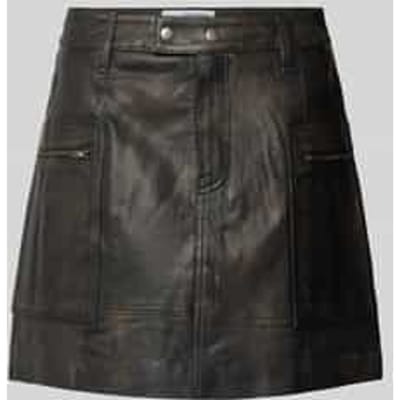Leren rok met ritszakken, model 'NANA'
