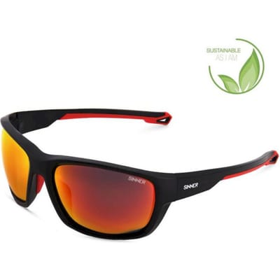 SINNER Nirapi - Zonnebril - Polariserende SINTEC® lenzen - Mat zwart/ rood - Unisex - One size - BIO based frame