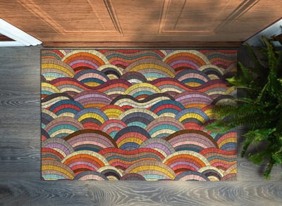 Coloray Deurmat voor binnen - Rood Wasbare Deurmat - Kleurrijke Abstractie Entree Mat - Antislip Onderkant Deurmat - Deurmat Met Print - 90x60 cm