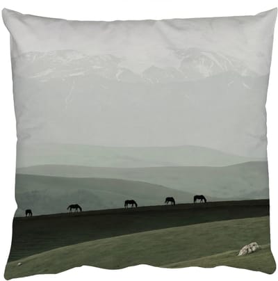 Sierkussens - Kussentjes Woonkamer - 50x50 cm - Grijs - Berg - Paarden